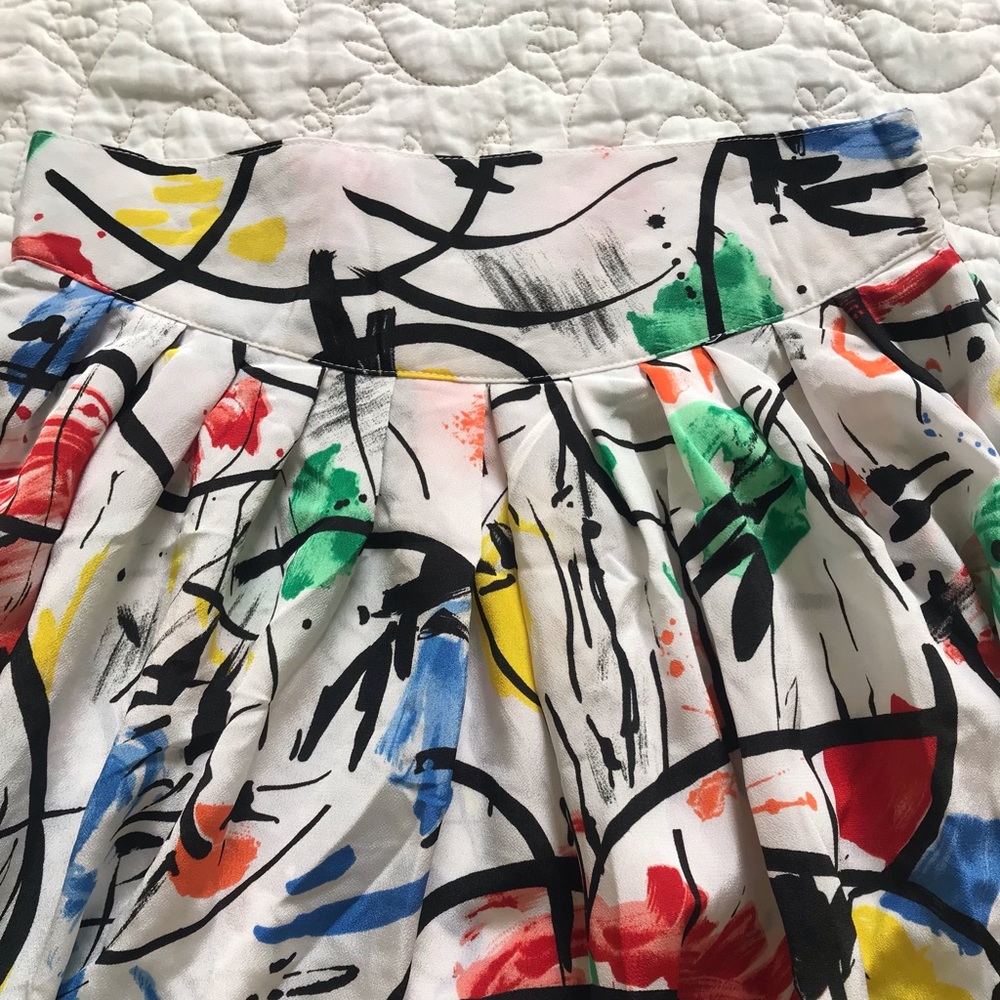 Vintage 90s Abstract High waisted A-line skirt - Picture 3 of 5
